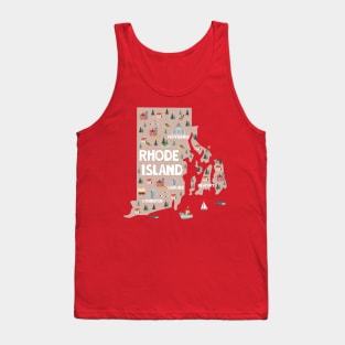 Rhode Island USA State Illustrated Map Tank Top